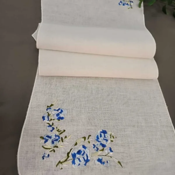 Bahar Dalı Nakışlı Keten Runner