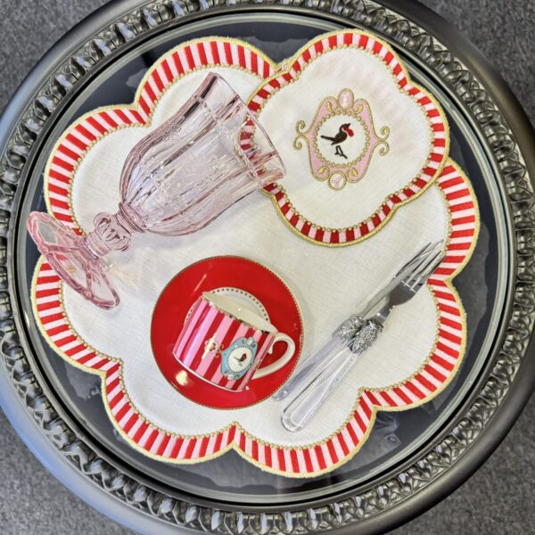 Pip Studio Love Birds Uyumlu Sunum Peçetesi Pembe Kırmızı - 2'li Set detay görünümü