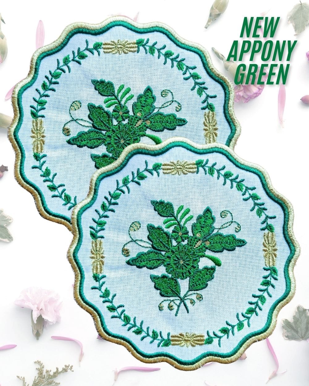 Herend Appony Yeşi̇l Kokteyl Peçetesi̇ yakın çekim