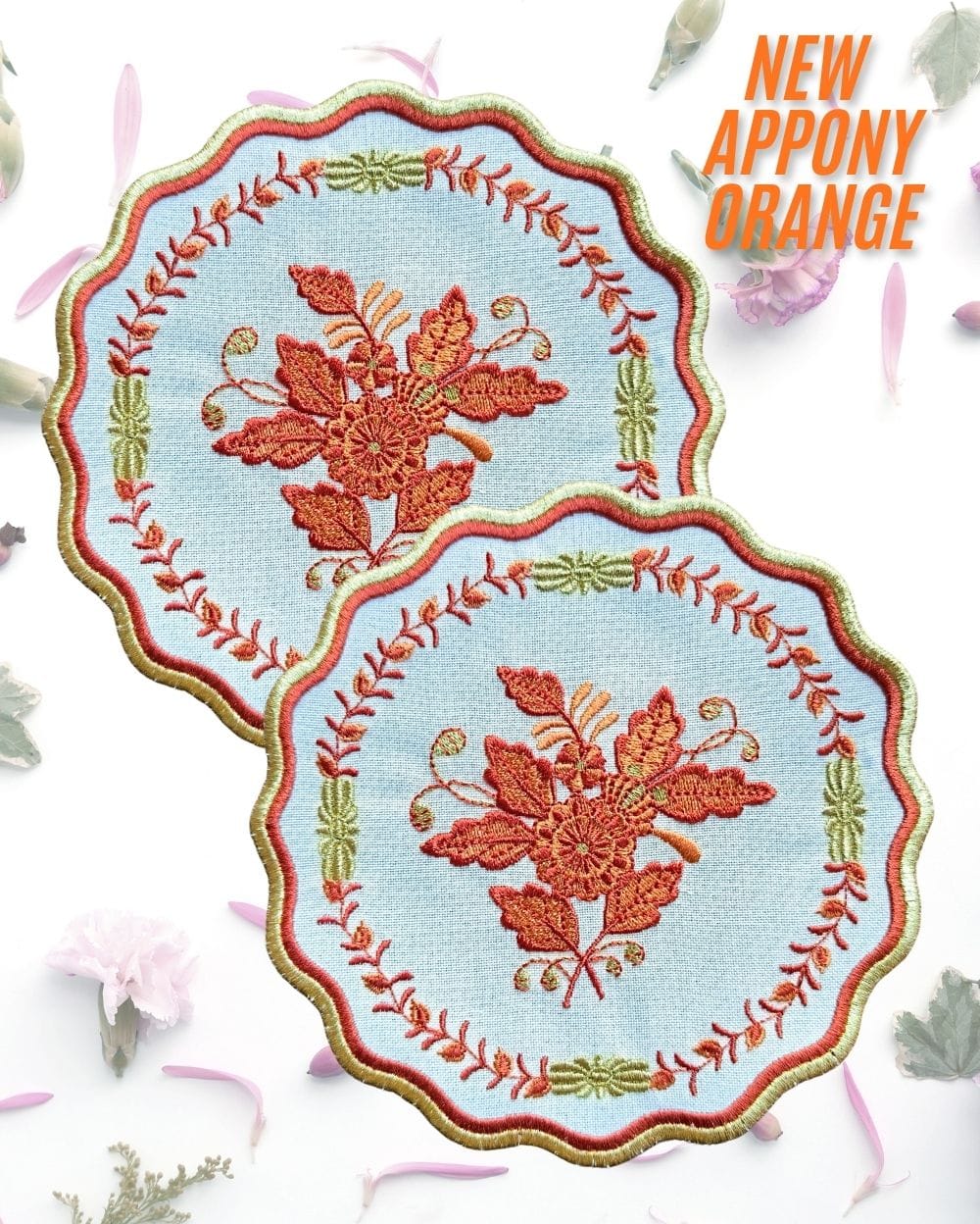 Herend Appony Turuncu Kokteyl Peçetesi̇ yakın çekim