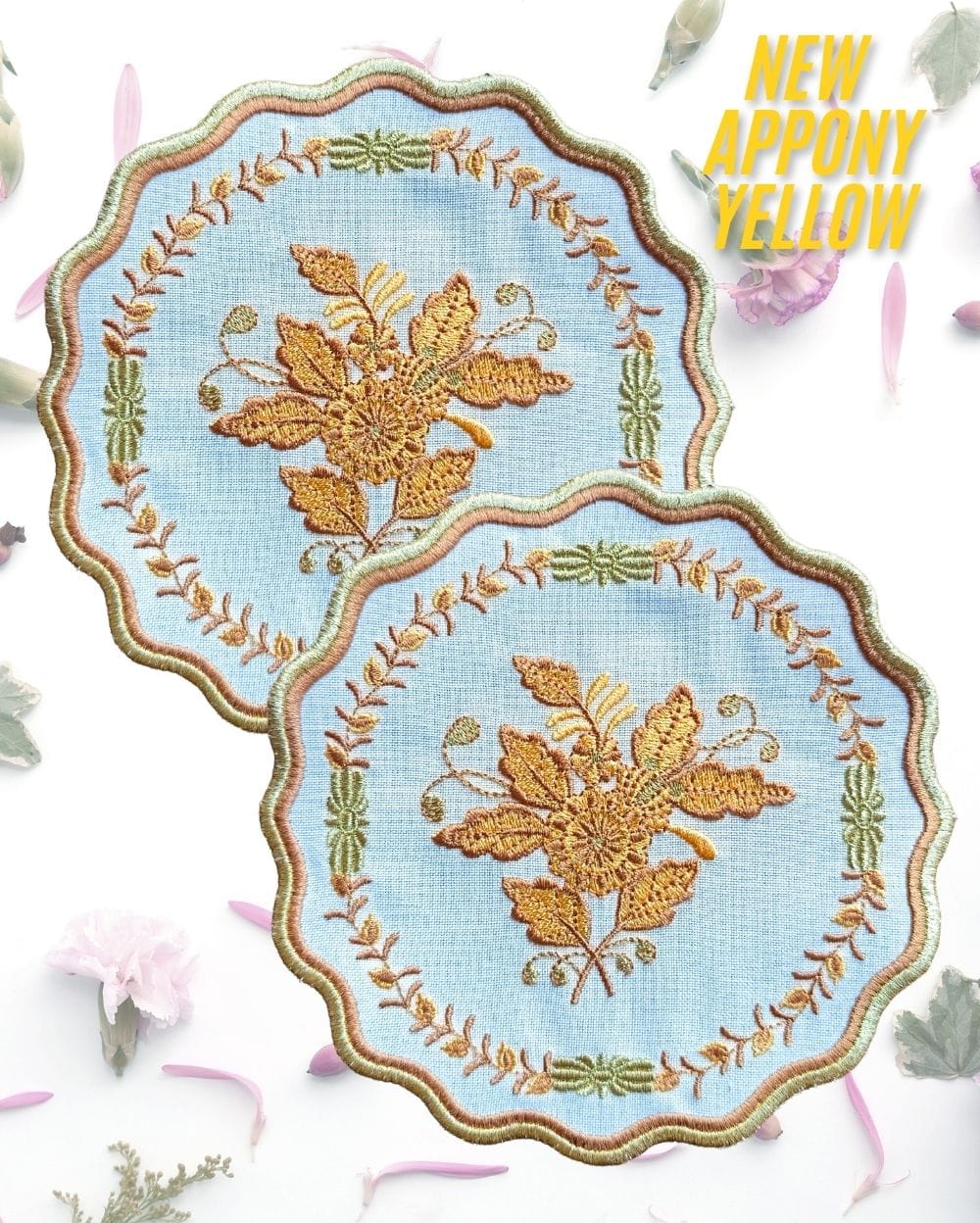 Herend Appony Sari Kokteyl Peçetesi̇ yakın çekim