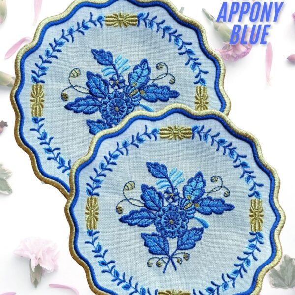 Herend Appony Mavi̇ Kokteyl Peçetesi̇ yakın çekim