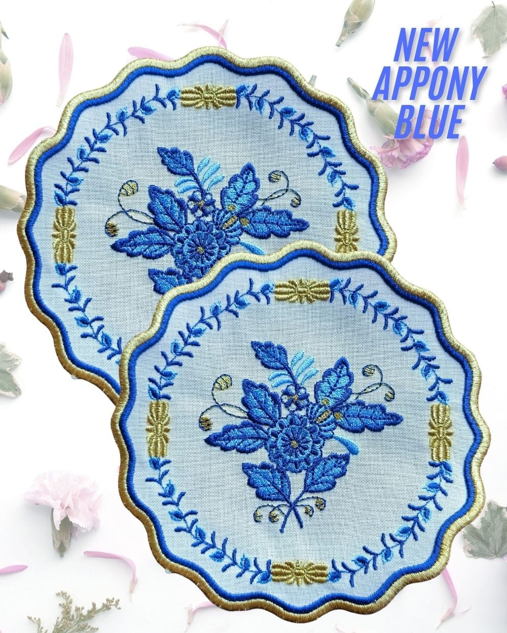 Herend Appony Mavi̇ Kokteyl Peçetesi̇ yakın çekim